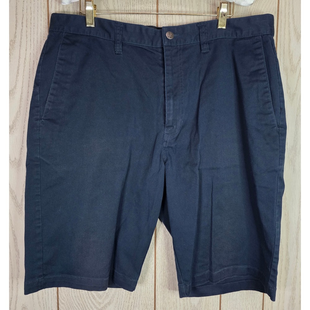 Volcom Mens Frickin Modern Fit Stretch Chino Shorts Navy Blue Size 36 A09117V3